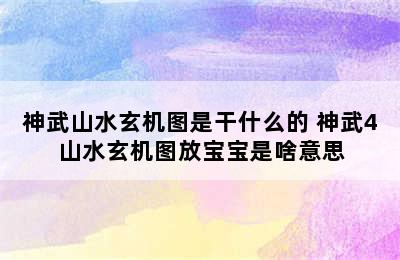 神武山水玄机图是干什么的 神武4山水玄机图放宝宝是啥意思